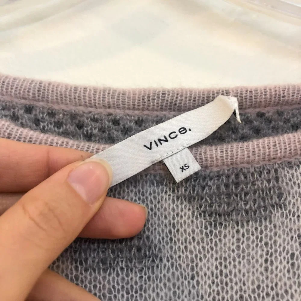 NWT Vince Alpaca Mohair Wool Blend Camo Pastel Long Sleeve Scoop Neck Sweater XS - Picture 5 of 8